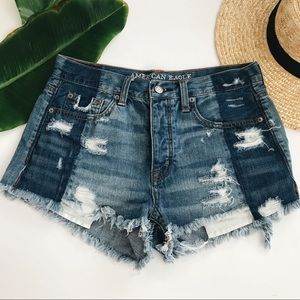 American Eagle Distressed Two Tone Denim Shorts